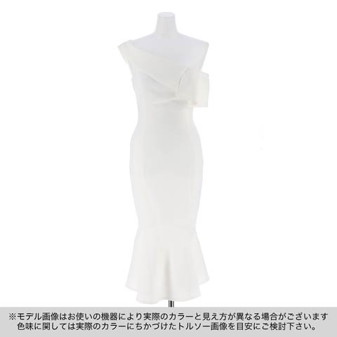 [S/Mサイズ]ワンカラーオフショルマーメイドラインドレス[2サイズ展開][change clothes][韓国ドレス](アイボリー-S)