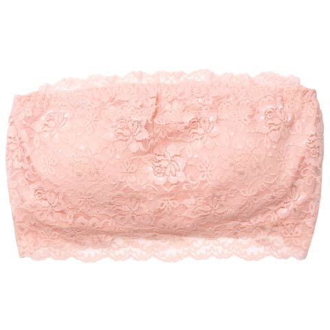 10/29新作!【ノンワイヤー】Basic Lace Tubetop Bra 単品(ピンク-S)
