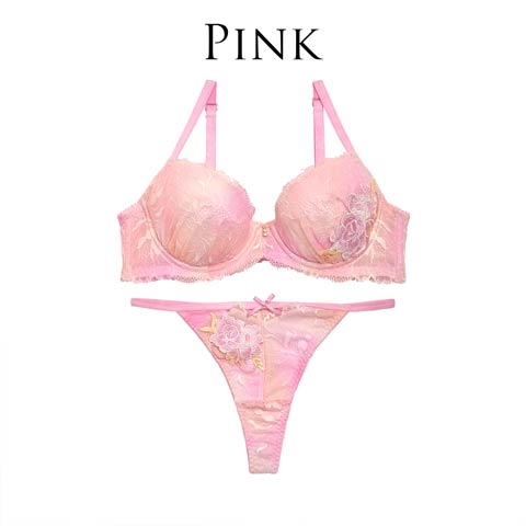 【明日花キララ着用/WhipBunny】Rose-motif Marble Bra&T-back / pink ローズモチーフ付きマーブルブラ&Tバック / ピンク(PINK-A65/ショーツM)