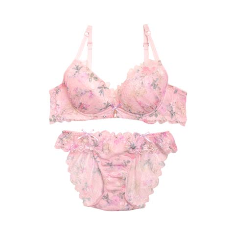 【明日花キララ着用/WhipBunny】Floral Lace Bra&Shorts/Pink フローラルレースブラ&ショーツ/ピンク(PINK-A65/ショーツM)