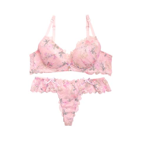 【明日花キララ着用/WhipBunny】Floral Lace Bra&T-back/Pink フローラルレースブラ&Tバック/ピンク(PINK-A65/ショーツM)