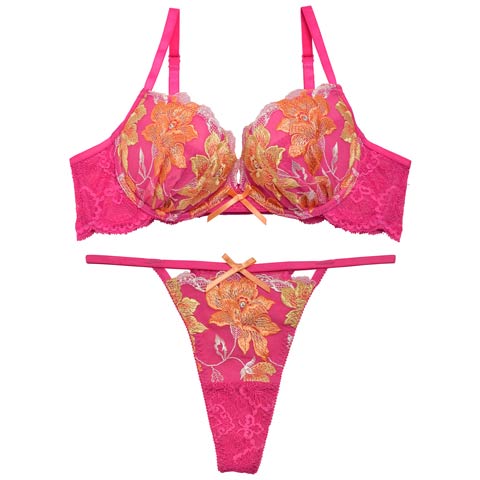 Luxury Bloom Rose Bra&T-back / Pink ラグジュアリーブルームローズブラ&Tバック / ピンク(ピンク-F65/ショーツM)