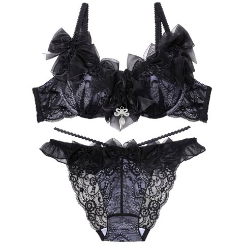 12/3再販!【明日花キララプロデュース/WhipBunny】ラブリーリボンバレリーナブラ＆ショーツ / ブラックスワン[推し](ブラックスワン-B65/ショーツM)