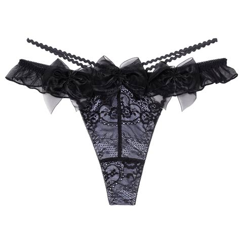 12/3再販!【明日花キララプロデュース/WhipBunny】 ラブリーリボンバレリーナショーツ / ブラックスワン(ブラックスワン/Tバック-M)