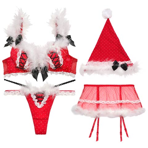 11/22新作!【明日花キララプロデュース-WhipBunny】Feather Dot Ribbon Santa Costume / フェザードットリボンサンタコスチューム(レッド-S)