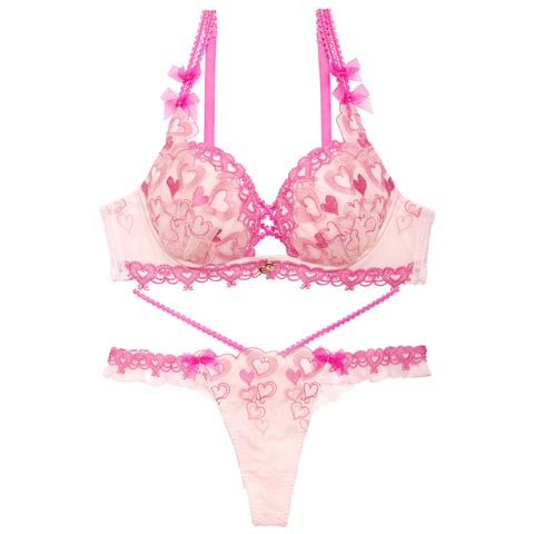 【Tバック】【明日花キララプロデュース/WhipBunny】Melty Twinkle Heart Bra&T-back / メルティトゥインクルハートブラ＆Tバック/スイートピンク[推し](スイートピンク-B65/ショーツM)