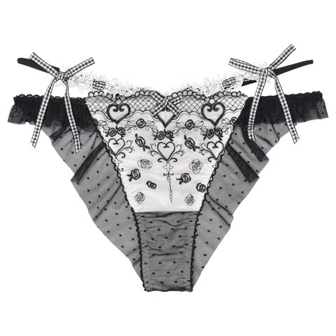 【明日花キララプロデュース/WhipBunny】Romantique Fille Bra&Shorts/ ロマンティックフィーユショーツ[推し](ノワール・エ・ブラン/フルバック-M)