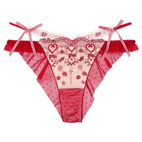 【明日花キララプロデュース/WhipBunny】Romantique Fille Bra&Shorts/ ロマンティックフィーユショーツ[推し](ルージュ・エ・ローズ/フルバック-M)