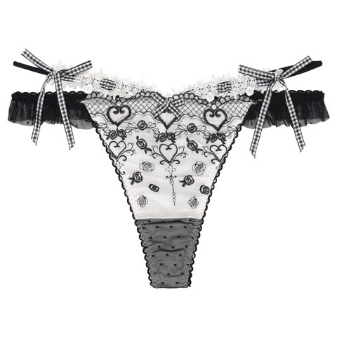 【明日花キララプロデュース/WhipBunny】Romantique Fille Bra&Shorts/ ロマンティックフィーユショーツ[推し](ノワール・エ・ブラン/Tバック-M)