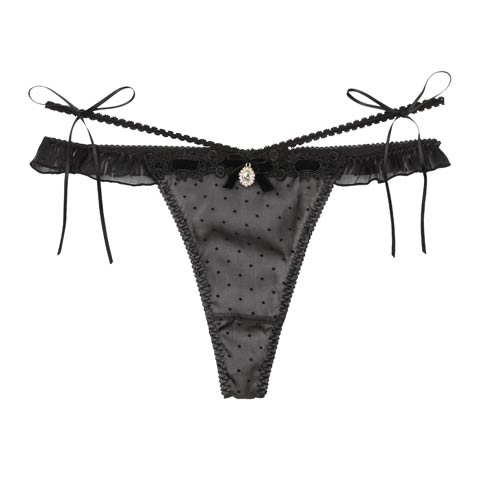 7/28新作!【明日花キララプロデュース/WhipBunny】Flocky Dot Girly Shorts / フロッキードットガーリーショーツ(フレンチブラック/Tバック-M)