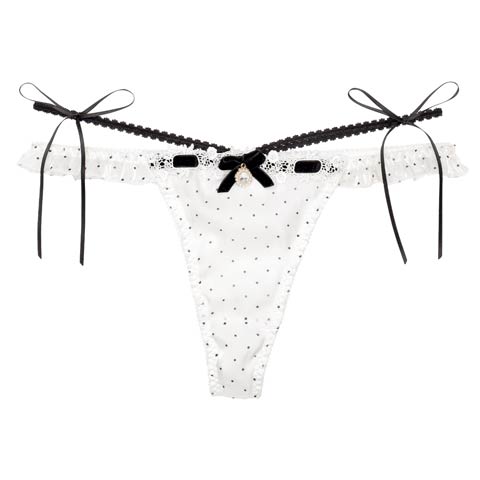 7/28新作!【明日花キララプロデュース/WhipBunny】Flocky Dot Girly Shorts / フロッキードットガーリーショーツ(フレンチホワイト/Tバック-M)