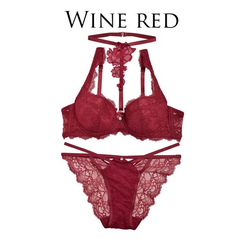 【明日花キララ着用/WhipBunny】Choker ALL Lacy Bra&Shorts/Winered チョーカー付きオールレーシーブラ&ショーツ/ワインレッド(WINERED-A65/ショーツM)