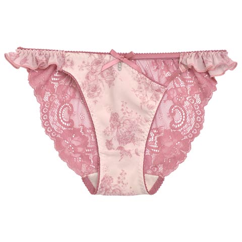 Toile de Jouy Frill Chiffon Shorts/T-back トワルドジュイフリルシフォンショーツ/Tバック(ダスティピンク/フルバック-M)