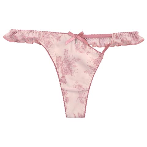 Toile de Jouy Frill Chiffon Shorts/T-back トワルドジュイフリルシフォンショーツ/Tバック(ダスティピンク/Tバック-M)