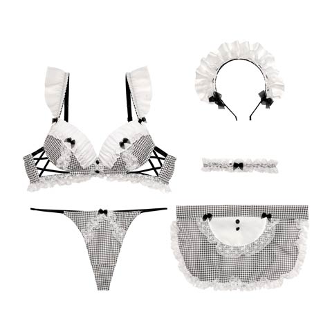 【明日花キララプロデュース/WhipBunny】スイートフリルメイドランジェリー / チェック(ブラック-S)