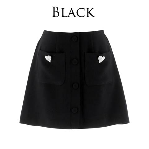 【明日花キララ着用】Heart Bijou Mini Skirt ハートビジューミニスカート[Whip Bunny](BLACK-S)