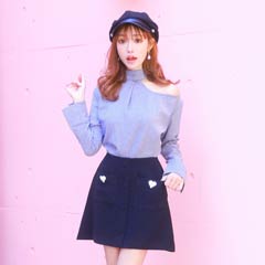 明日花キララ着用】Heart Bijou Mini Skirt ハートビジューミニ