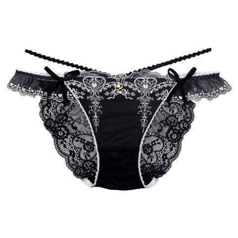 8/18新作!【明日花キララプロデュース/WhipBunny】Antique Ribbon Heart Shorts / アンティークリボンハートショーツ(ロイヤルブラック/フルバック-M)