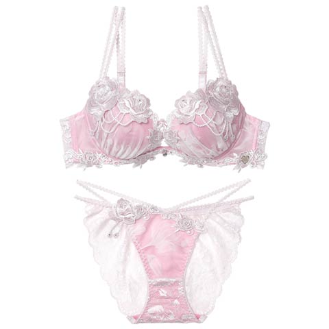 10/24新作!【明日花キララプロデュース/WhipBunny】Noble Flocky Rose Bra&Shorts / ノーブルフロッキーローズブラ＆ショーツ[推し](ホワイトフロッキー-B65/ショーツM)