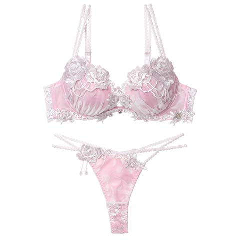 10/24新作!【Tバック】【明日花キララプロデュース/WhipBunny】Noble Flocky Rose Bra&T-back / ノーブルフロッキーローズブラ＆Tバック[推し](ホワイトフロッキー-B65/ショーツM)