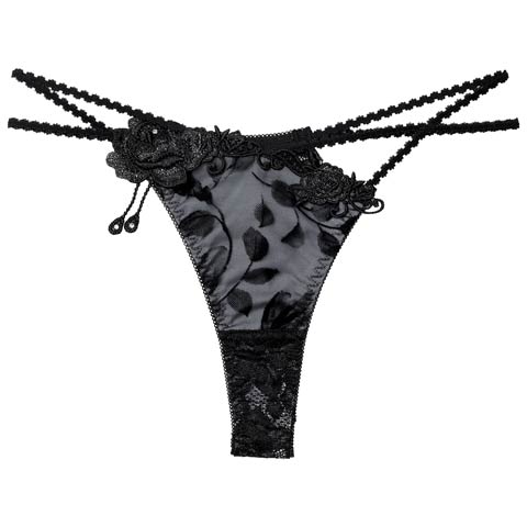 10/24新作!【明日花キララプロデュース/WhipBunny】Noble Flocky Rose Shorts / ノーブルフロッキーローズショーツ(ブラックフロッキー/Tバック-M)