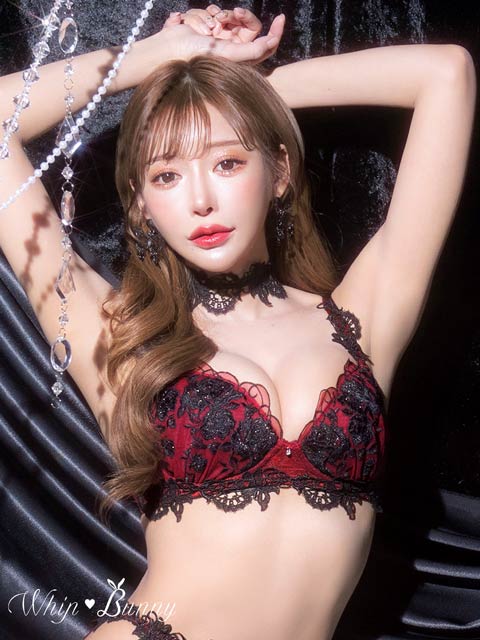 9/12再販!【明日花キララプロデュース/WhipBunny】Gorgeous Shine Rose Bra&Shorts / Bordeaux ゴージャスシャインローズブラ＆ショーツ[推し]