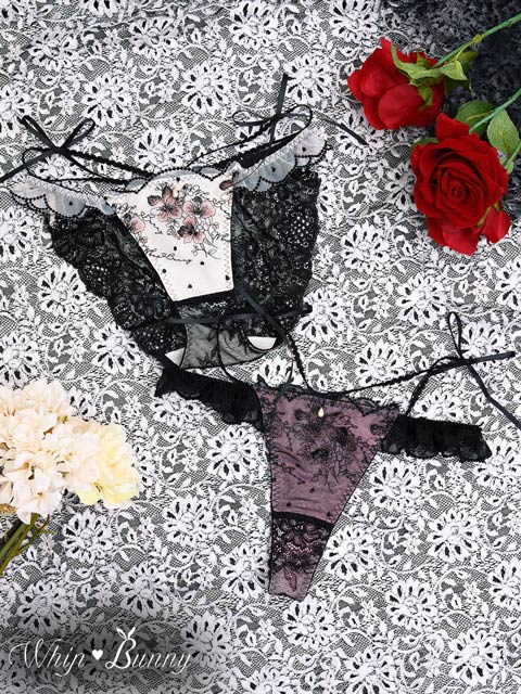 6/28再販!【明日花キララプロデュース/WhipBunny】Floral Dot Scallop Shorts/T-back フローラルドットスカラップショーツ/Tバック