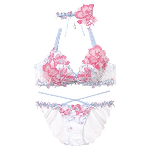 5/30新作!【明日花キララプロデュース/WhipBunny】Radiant Iris Bloom Bra&Shorts/ ラディアントアイリスブルームブラ＆ショーツ[推し](ホワイトアイリス-B65/ショーツM)