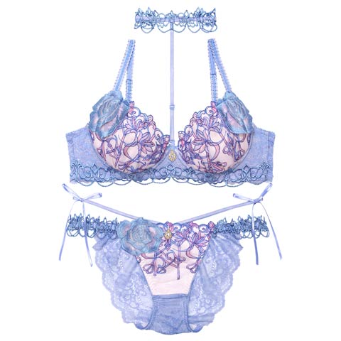 【明日花キララプロデュース/WhipBunny】Royal Stained Glass Bra&Shorts / ロイヤルステンドグラスブラ＆ショーツ[推し](ブルー グラス-B65/ショーツM)