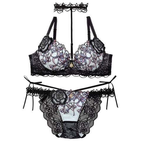 【明日花キララプロデュース/WhipBunny】Royal Stained Glass Bra&Shorts / ロイヤルステンドグラスブラ＆ショーツ[推し](ブラック グラス-B65/ショーツM)