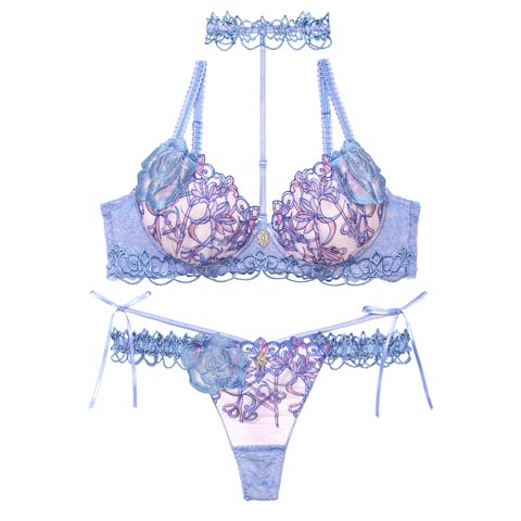 【Tバック】【明日花キララプロデュース/WhipBunny】Royal Stained Glass Bra&T-back / ロイヤルステンドグラスブラ＆Tバック[推し](ブルー グラス-B65/ショーツM)