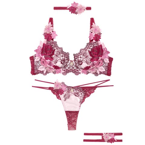 10/3再販!【Tバック】【明日花キララプロデュース/WhipBunny】Dressy Flower Lady Bra&T-back / ドレッシーフラワーレディブラ＆Tバック[推し](ボルドー-B65/ショーツM)