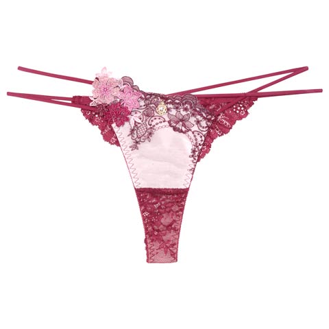 10/3再販!【明日花キララプロデュース/WhipBunny】Dressy Flower Lady Shorts / ドレッシーフラワーレディショーツ(ボルドー/Tバック-M)