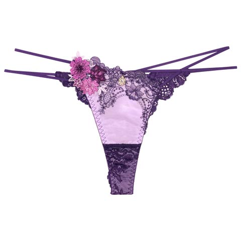 10/3再販!【明日花キララプロデュース/WhipBunny】Dressy Flower Lady Shorts / ドレッシーフラワーレディショーツ(パープル/Tバック-M)