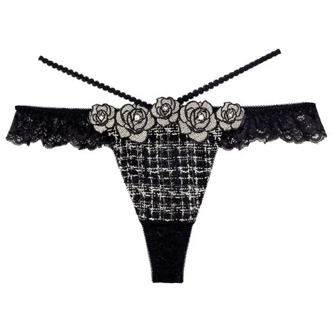 11/11再販!【明日花キララプロデュース/WhipBunny】Tweed Jewelry Rose Shorts / ツイードジュエリーローズショーツ(ブラックツイード/Tバック-M)