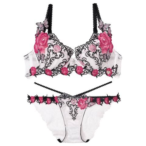 10/3新作!【明日花キララプロデュース/WhipBunny】Gothic Butterfly Bloom Bra&Shorts / ゴシックバタフライブルームブラ＆ショーツ[推し](モノクロームバタフライ-B65/ショーツM)