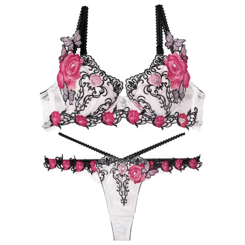 10/3新作!【Tバック】【明日花キララプロデュース/WhipBunny】Gothic Butterfly Bloom Bra&T-back / ゴシックバタフライブルームブラ＆Tバック[推し](モノクロームバタフライ-B65/ショーツM)