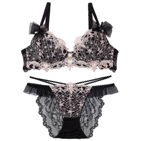 11/14新作!【明日花キララプロデュース/WhipBunny】Classical Shine Embroidery Bra&Shorts / クラシカルシャインエンブロイダリーブラ＆ショーツ[推し](クラシカルブラック-B65/ショーツM)