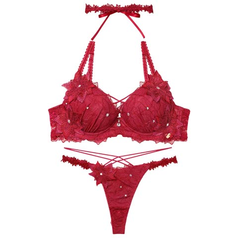 11/7新作!【Tバック】【明日花キララプロデュース/WhipBunny】Brilliant Poinsettia Bra&T-back / ブリリアントポインセチアブラ＆Tバック[推し](ポインセチア レッド-B65/ショーツM)