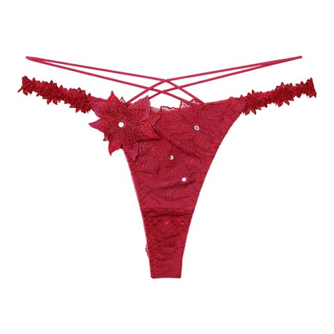 11/7新作!【明日花キララプロデュース/WhipBunny】Brilliant Poinsettia Shorts / ブリリアントポインセチアショーツ(ポインセチア レッド/Tバック-M)