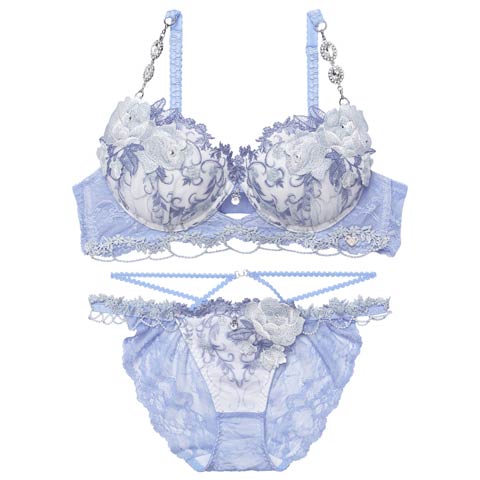 12/19新作!【明日花キララプロデュース/WhipBunny】Princess Ivy Rose Bra&Shorts / プリンセスアイビーローズブラ＆ショーツ[推し](シャインブルー-B65/ショーツM)