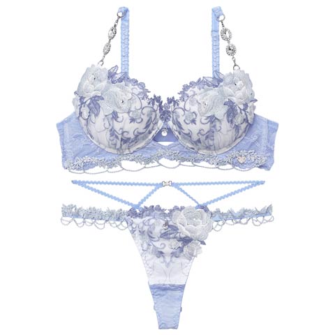 12/19新作!【Tバック】【明日花キララプロデュース/WhipBunny】Princess Ivy Rose Bra&T-back / プリンセスアイビーローズブラ＆Tバック[推し](シャインブルー-B65/ショーツM)