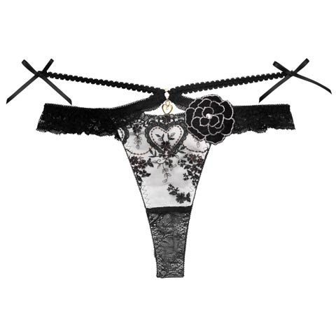 12/26新作!【明日花キララプロデュース/WhipBunny】Damasuku Heart Bloom Shorts / アラベスクハートブルームショーツ(ダマスクスブラック/Tバック-M)