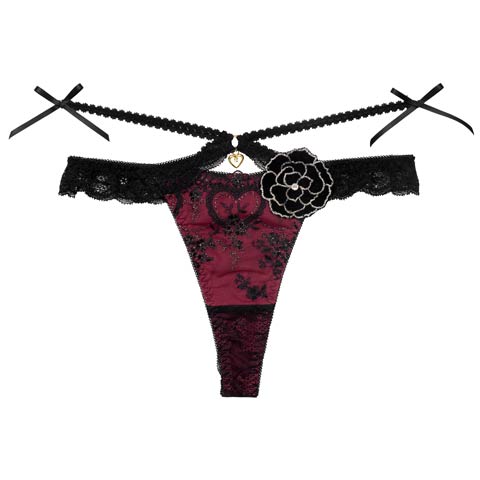 12/26新作!【明日花キララプロデュース/WhipBunny】Damasuku Heart Bloom Shorts / アラベスクハートブルームショーツ(ダマスクスレッド/Tバック-M)