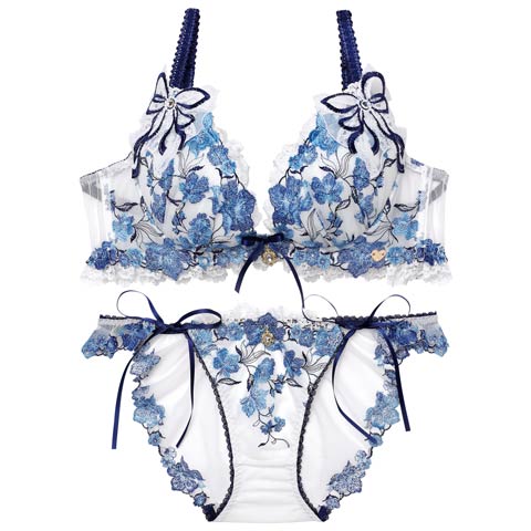 1/19新作!【明日花キララプロデュース/WhipBunny】Romantic Ribbon Bouquet Bra&Shorts/ ロマンティックリボンブーケブラ＆ショーツ[推し](ブルーブーケ-B65/ショーツM)