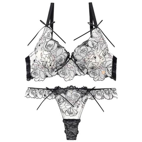 3/27新作!【Tバック】【明日花キララプロデュース/WhipBunny】Lady Rose Embroidery Bra&T-back / レディローズエンブロイダリーブラ＆Tバック[推し](ローズノワール-B65/ショーツM)