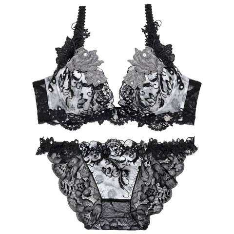 5/15新作!【明日花キララプロデュース/WhipBunny】Butterfly Rose Garden Bra&Shorts / バタフライローズガーデンブラ＆ショーツ(ブラックバタフライ-B65/ショーツM)