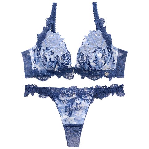 5/15新作!【Tバック】【明日花キララプロデュース/WhipBunny】Butterfly Rose Garden Bra&T-back / バタフライローズガーデンブラ＆Tバック(ブルーバタフライ-B65/ショーツM)