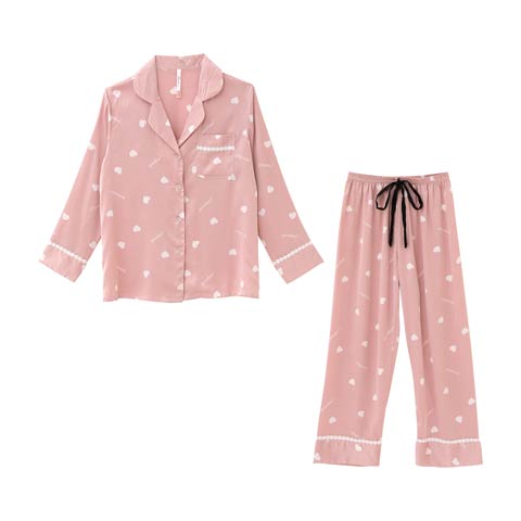 【明日花キララ着用/WhipBunny】Silky Heart Satin Pajamas シルキーハートサテンパジャマ(PINK-フリー)