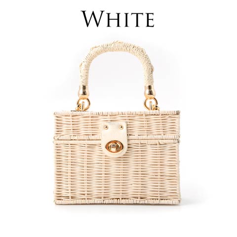 【明日花キララ着用】Square Basket bag スクエア型カゴバッグ［Whip Bunny］(ホワイト-FREE)